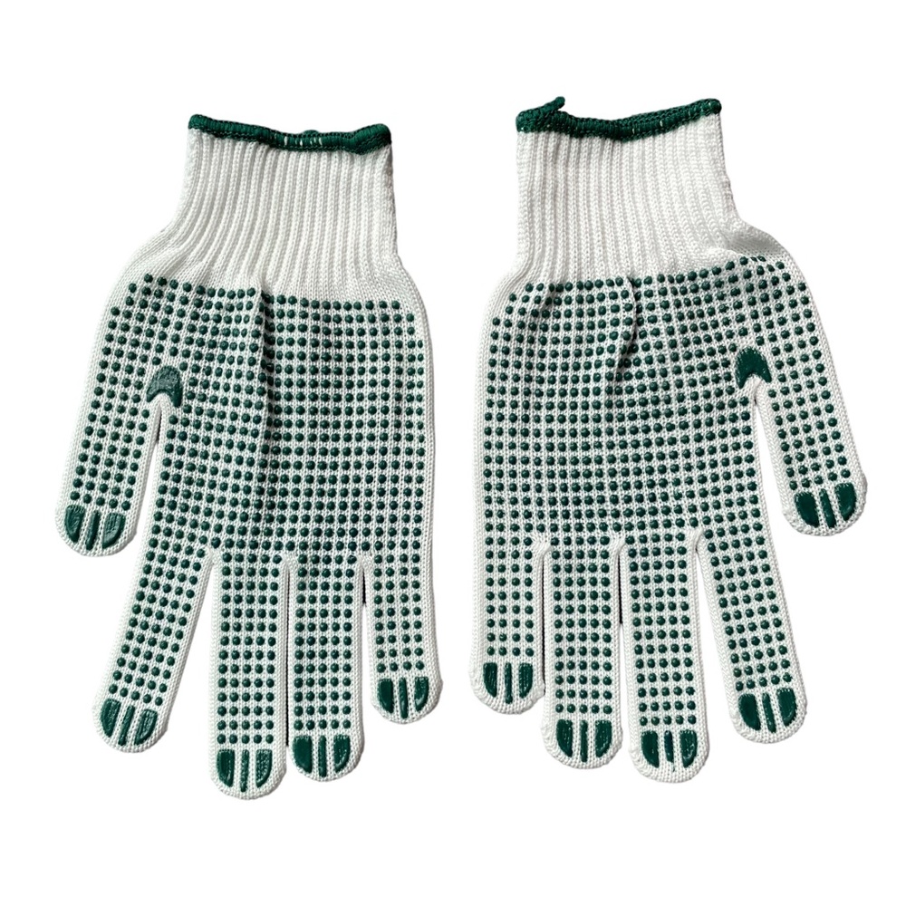 Green White Gloves Palm and Finger Grips Golf Gardening Work Unisex Size Large